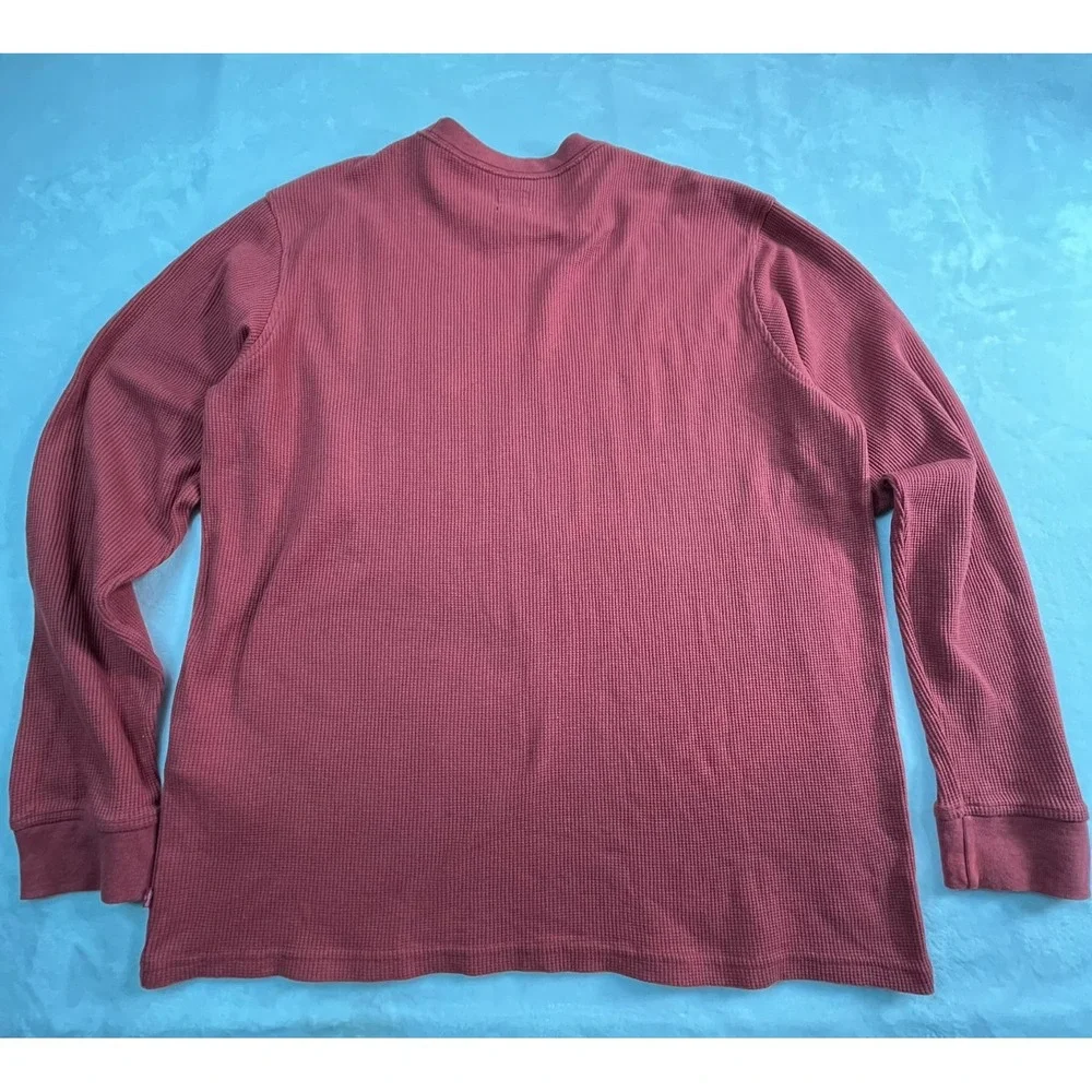 LEVI'S‎ Mens L Shirt Red Waffle Thermal Long Sleeve Blank
